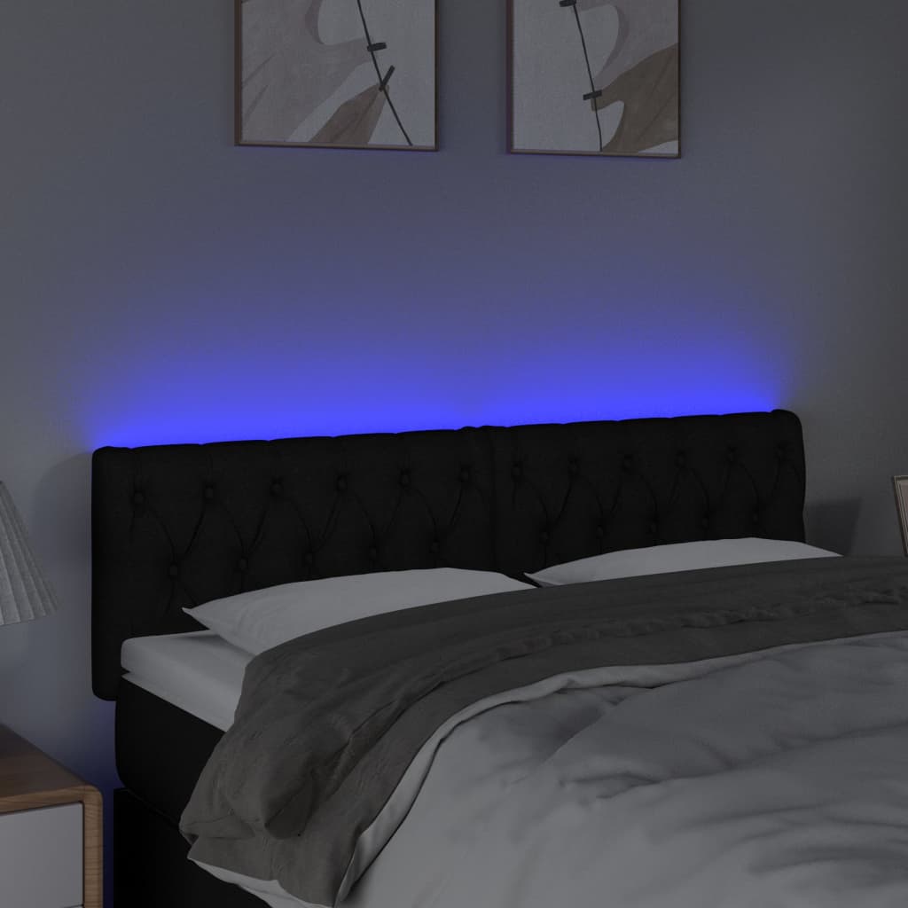 LED uzglavlje crno 144 x 7 x 78/88 cm od tkanine