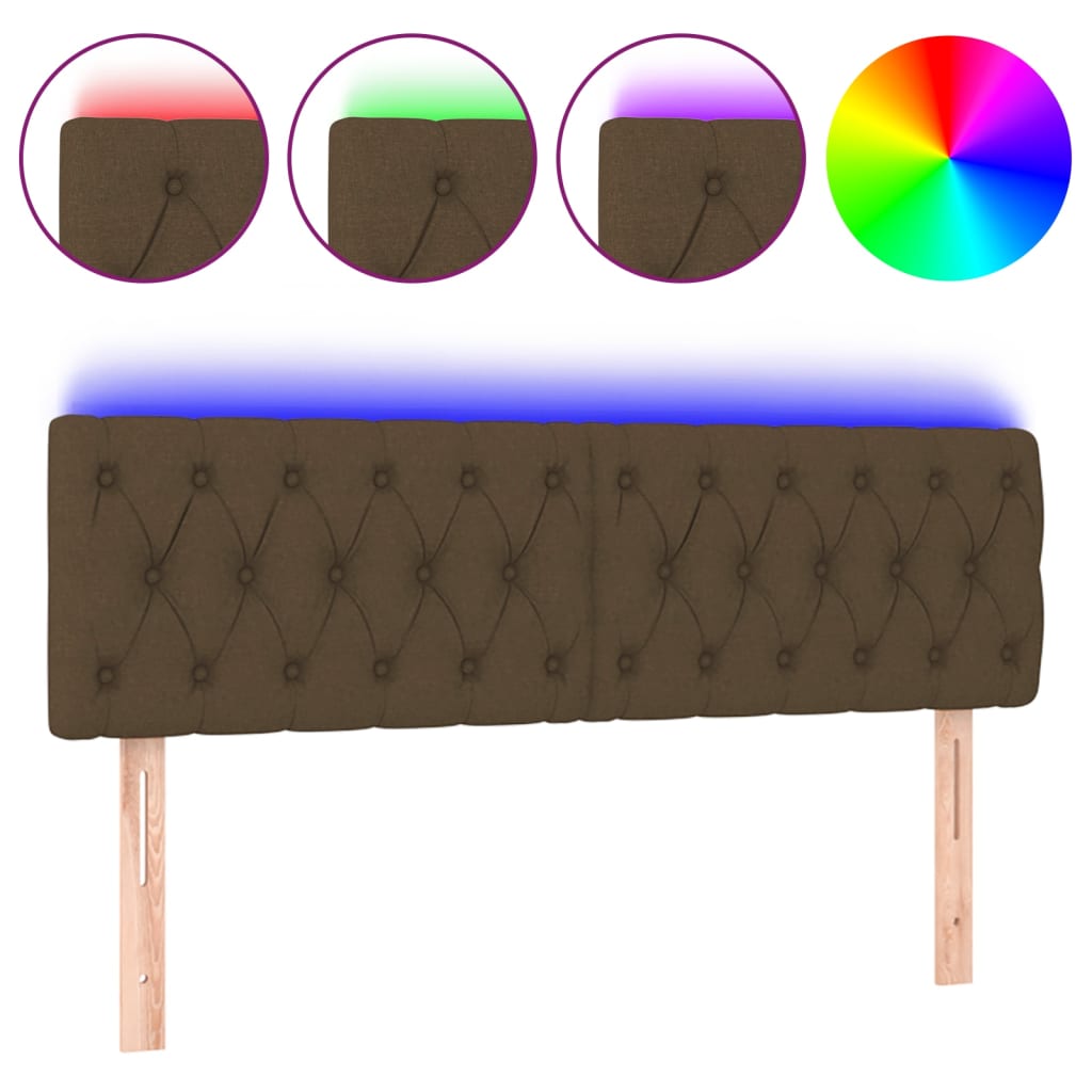 LED uzglavlje tamnosmeđe 160 x 7 x 78/88 cm od tkanine