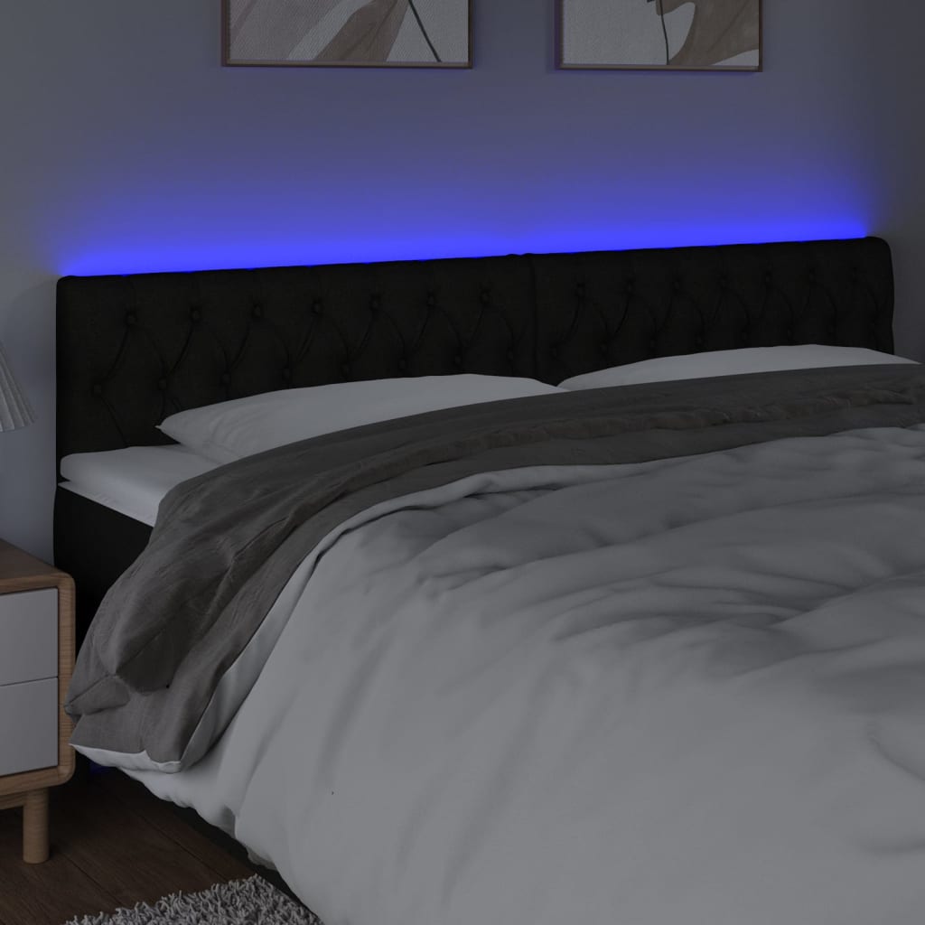 LED uzglavlje crno 180 x 7 x 78/88 cm od tkanine