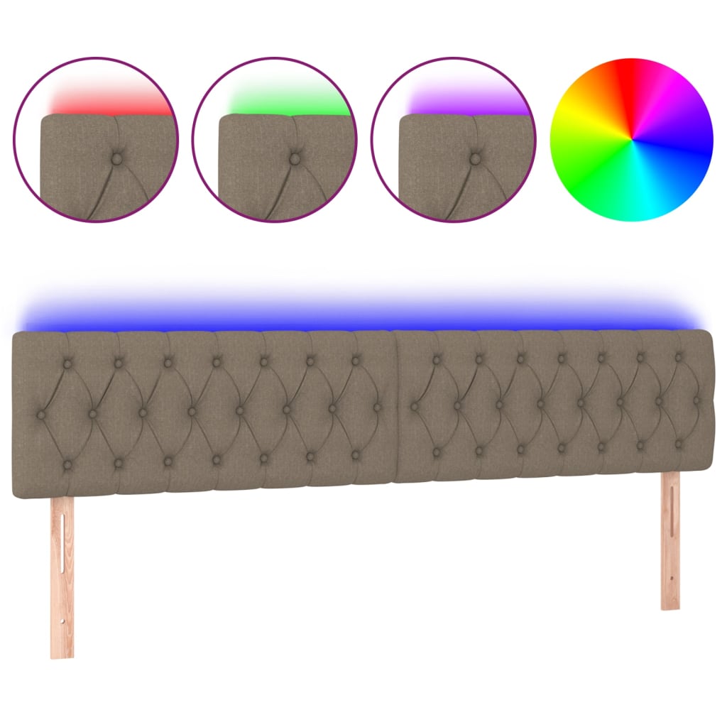 LED uzglavlje smeđesivo 200 x 7 x 78/88 cm od tkanine