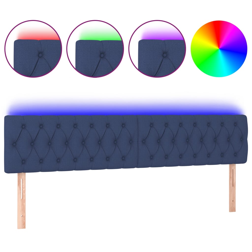 LED uzglavlje plavo 200 x 7 x 78/88 cm od tkanine
