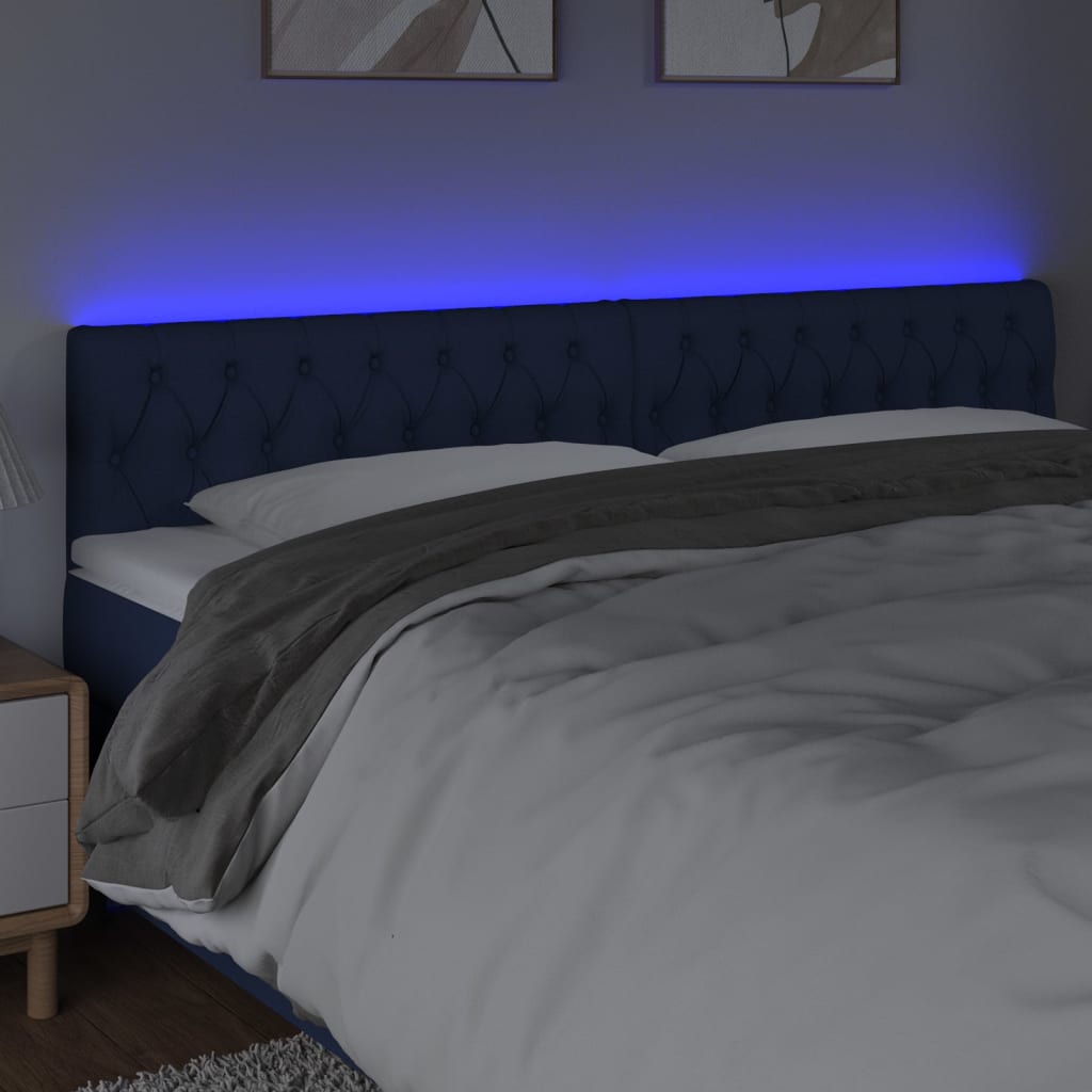 LED uzglavlje plavo 200 x 7 x 78/88 cm od tkanine