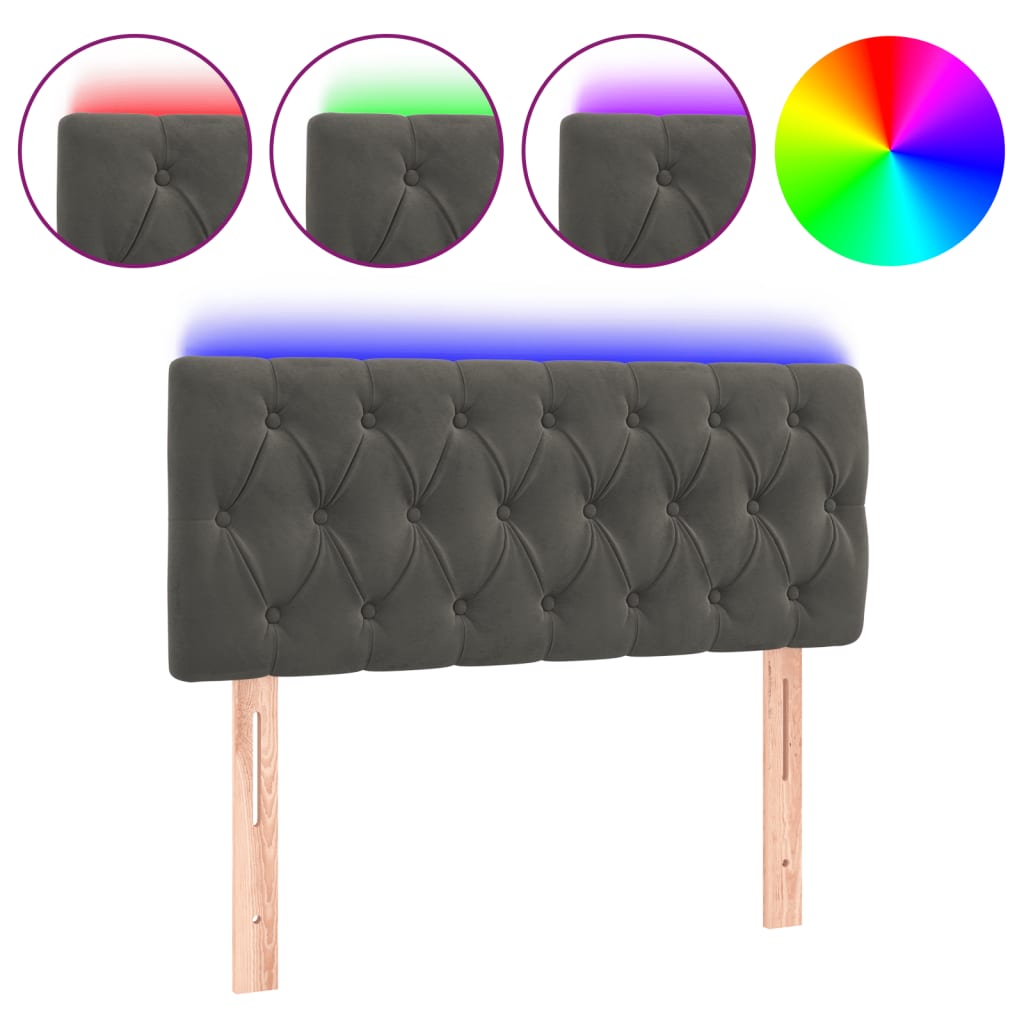 LED uzglavlje tamnosivo 90x7x78/88 cm baršunasto