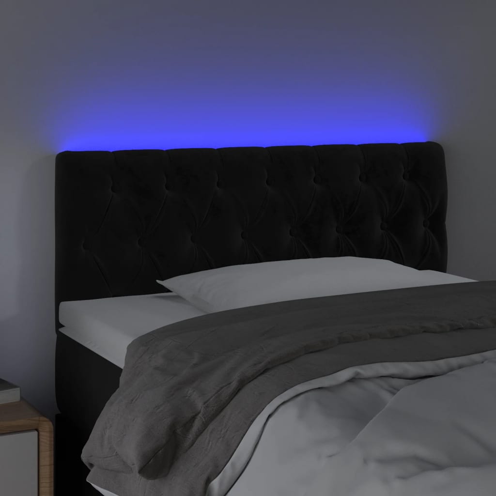 LED uzglavlje crno 90x7x78/88 cm baršunasto