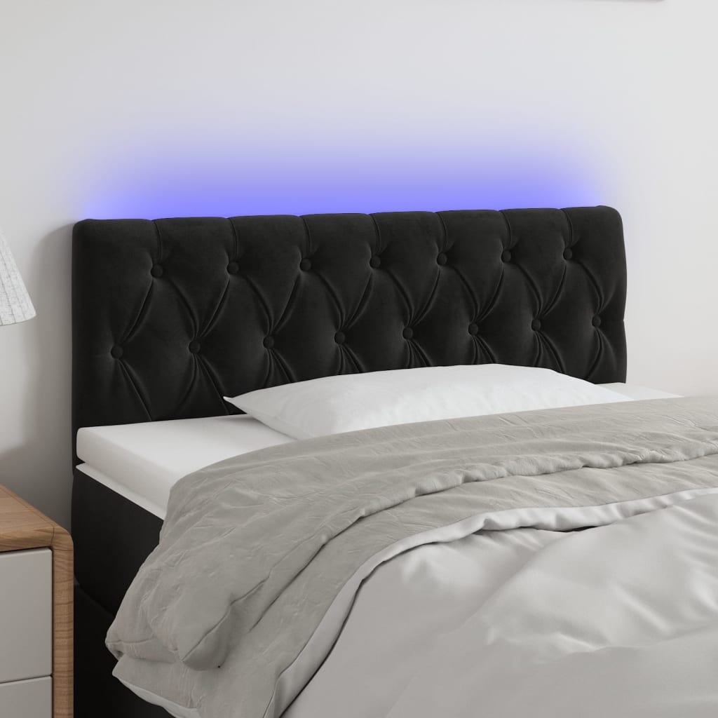 LED uzglavlje crno 90x7x78/88 cm baršunasto