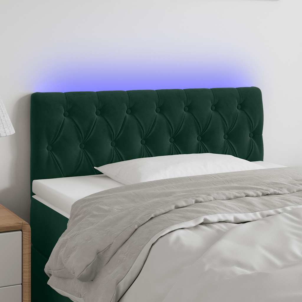 LED uzglavlje tamnozeleno 90x7x78/88 cm baršunasto