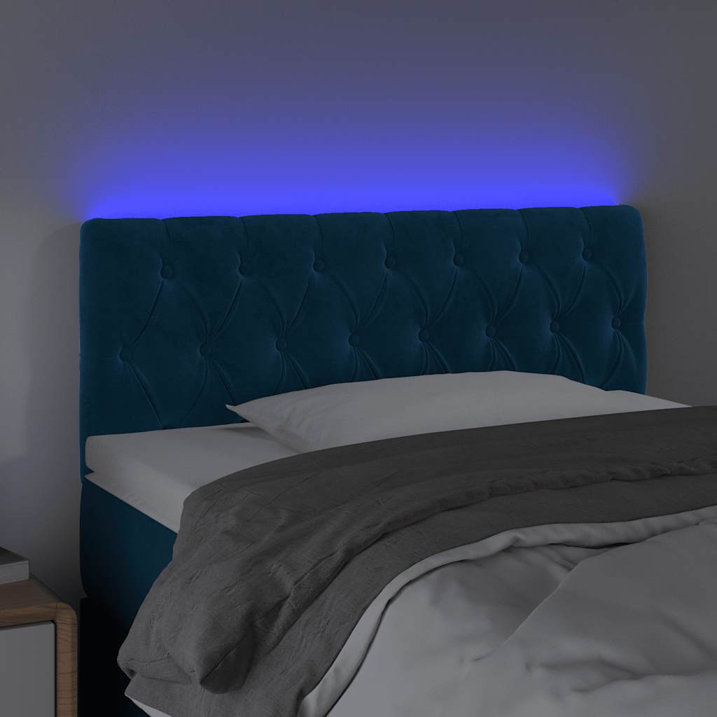 LED uzglavlje tamnoplavo 90x7x78/88 cm baršunasto