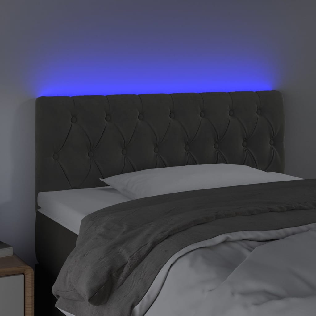 LED uzglavlje tamnosivo 100x7x78/88 cm baršunasto