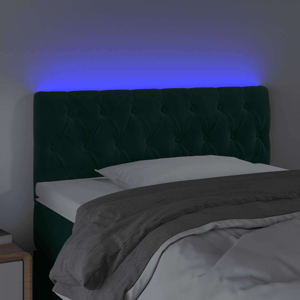 LED uzglavlje tamnozeleno 100x7x78/88 cm baršunasto