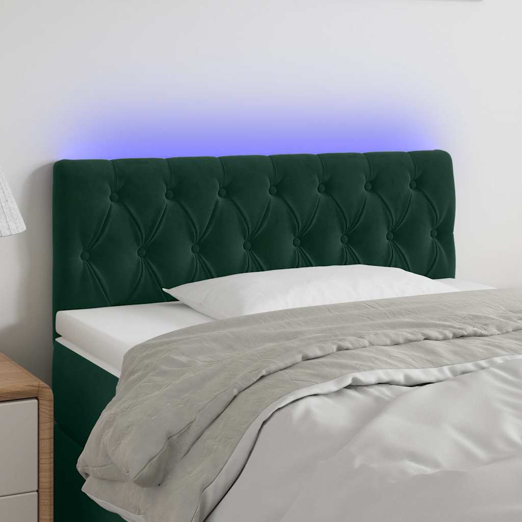 LED uzglavlje tamnozeleno 100x7x78/88 cm baršunasto