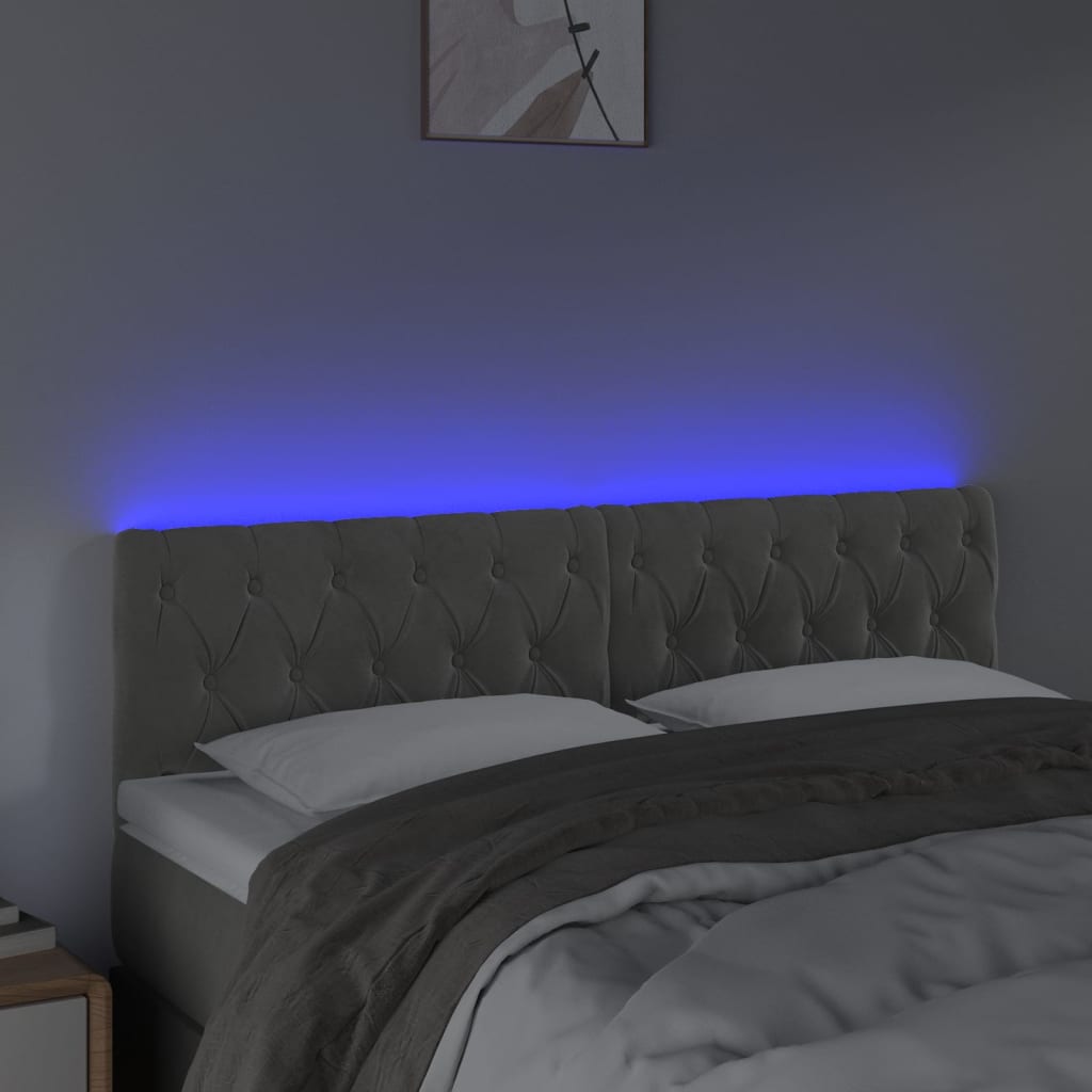 LED uzglavlje svjetlosivo 144x7x78/88 cm baršunasto