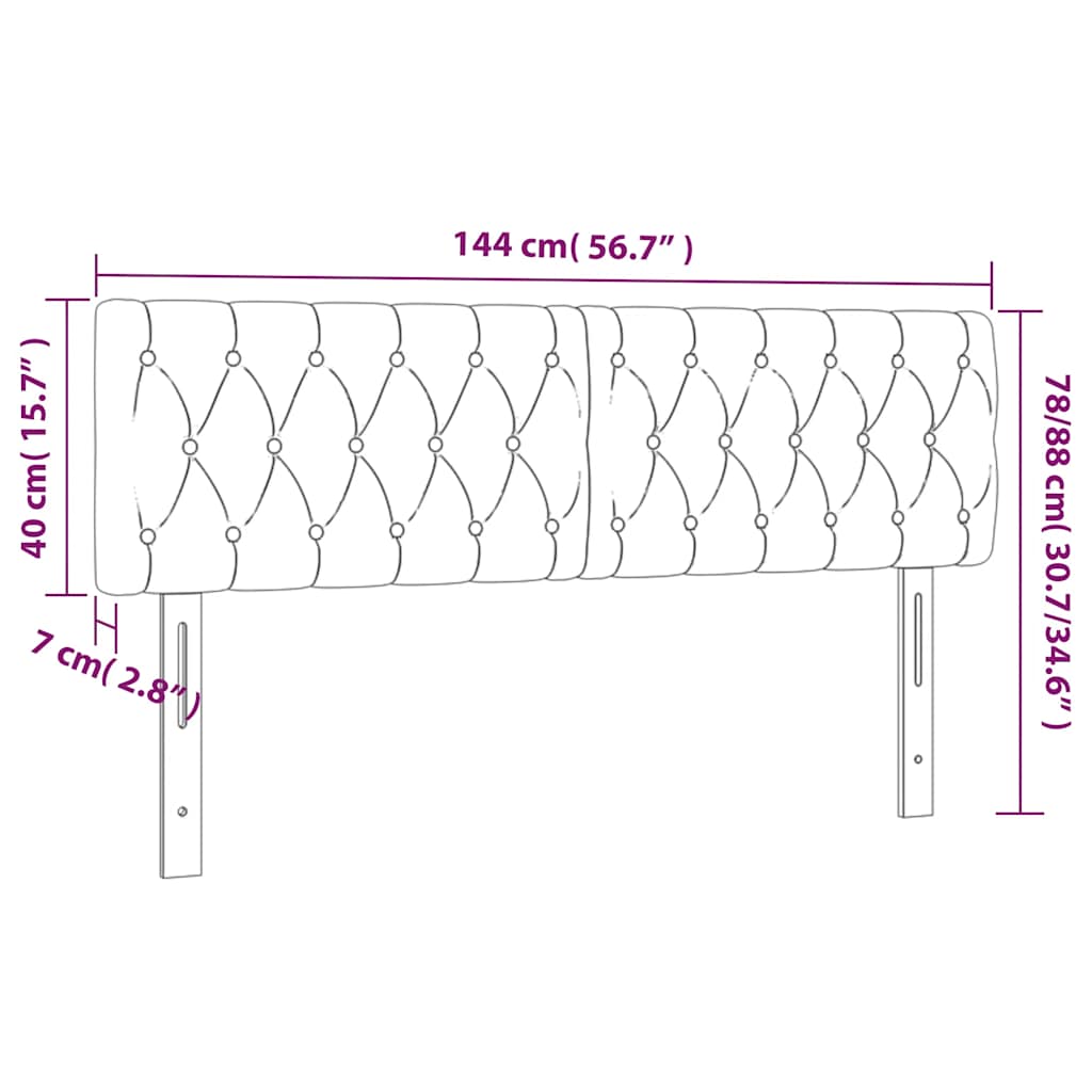 LED uzglavlje tamnoplavo 144x7x78/88 cm baršunasto
