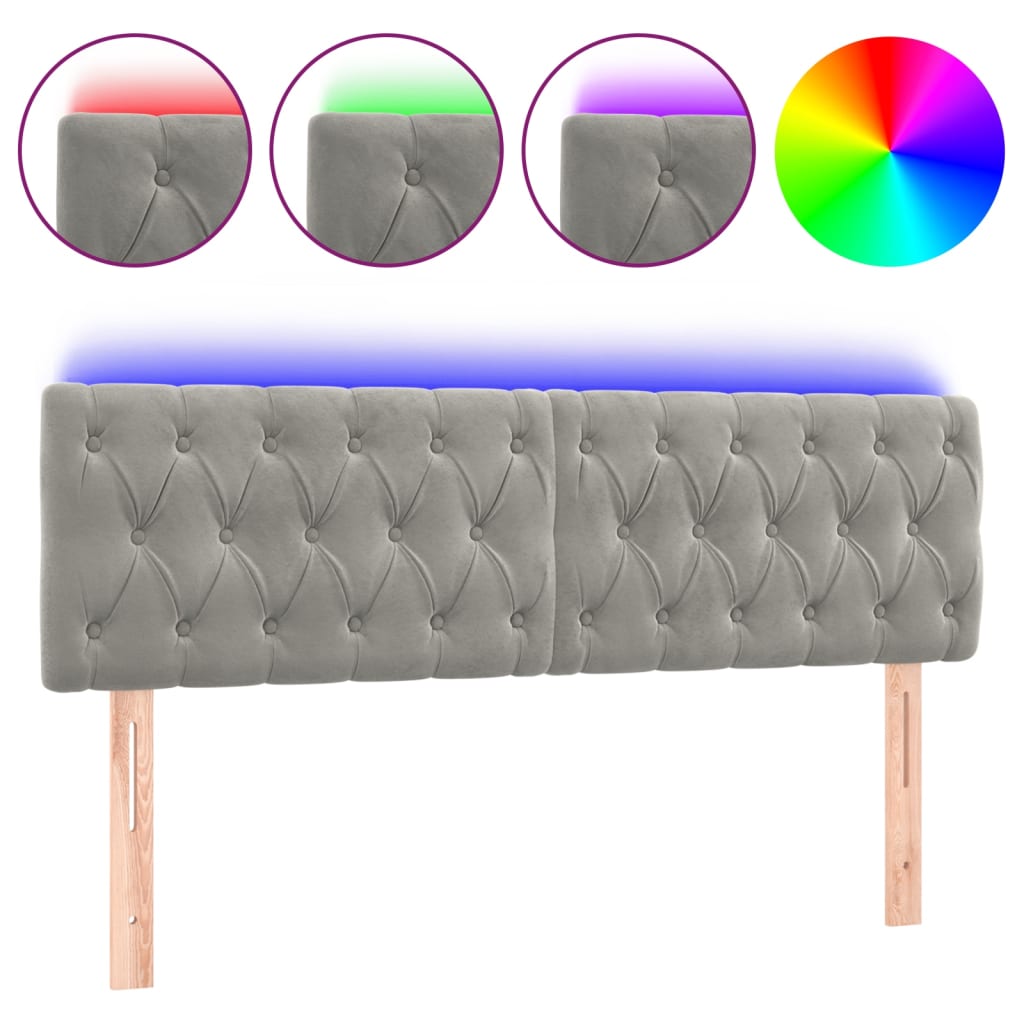 LED uzglavlje svjetlosivo 160x7x78/88 cm baršunasto