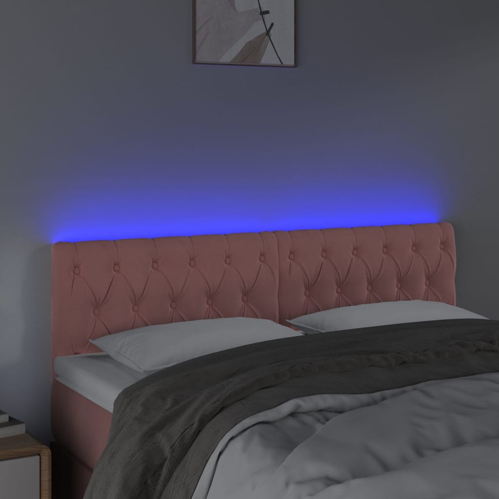 LED uzglavlje ružičasto 160x7x78/88 cm baršunasto