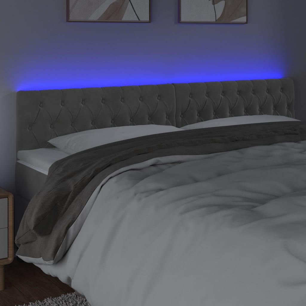 LED uzglavlje svjetlosivo 180x7x78/88 cm baršunasto