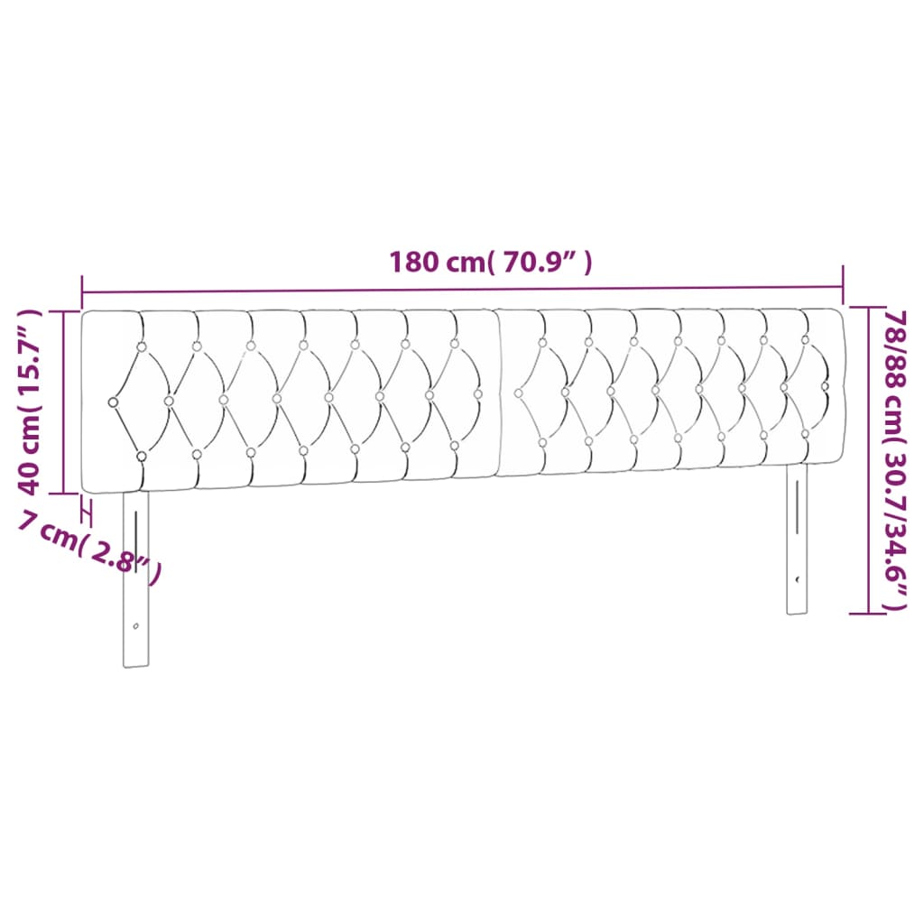 LED uzglavlje tamnosivo 180x7x78/88 cm baršunasto