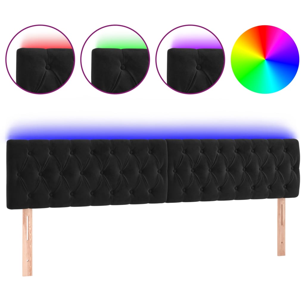 LED uzglavlje crno 180x7x78/88 cm baršunasto