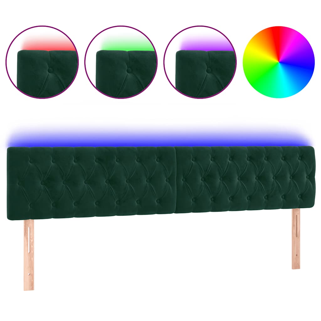 LED uzglavlje tamnozeleno 180x7x78/88 cm baršunasto