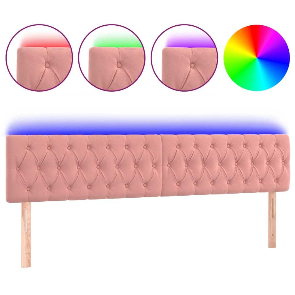 LED uzglavlje ružičasto 180x7x78/88 cm baršunasto