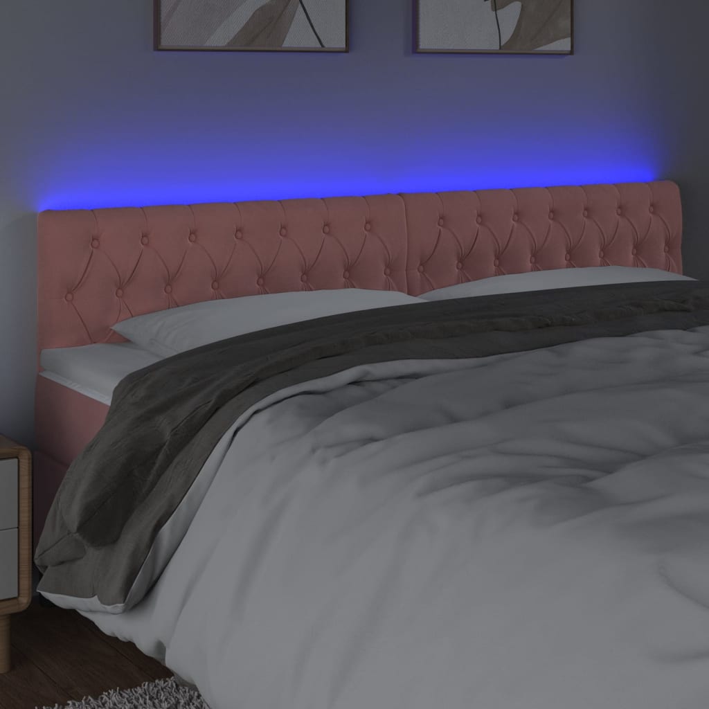 LED uzglavlje ružičasto 180x7x78/88 cm baršunasto