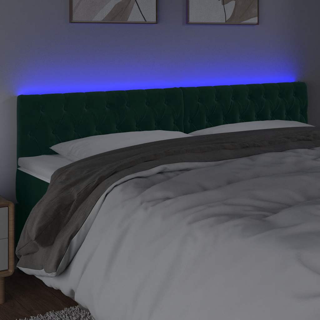 LED uzglavlje tamnozeleno 200x7x78/88 cm baršunasto