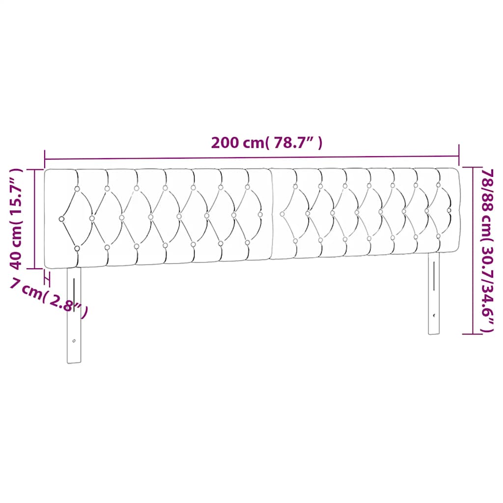 LED uzglavlje tamnozeleno 200x7x78/88 cm baršunasto