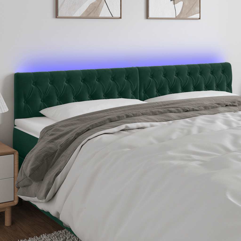 LED uzglavlje tamnozeleno 200x7x78/88 cm baršunasto