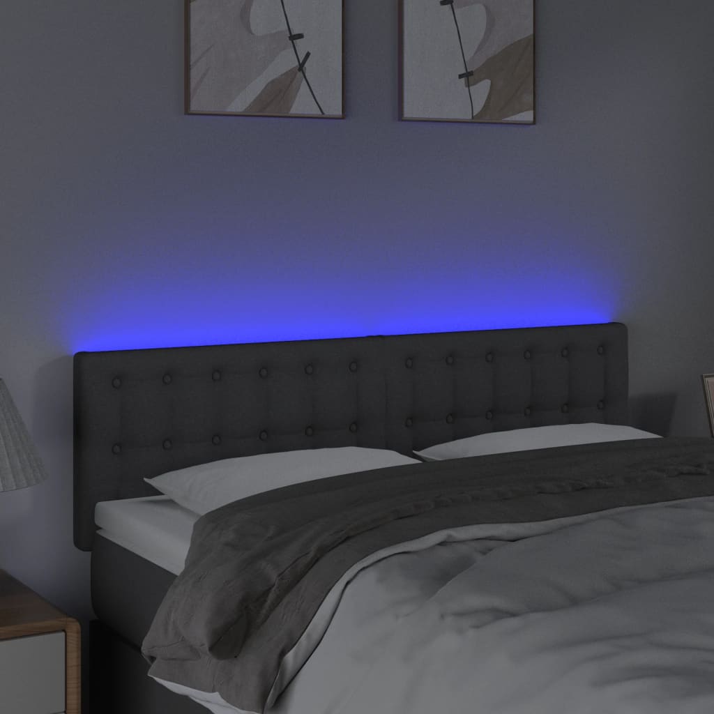 LED uzglavlje tamnosivo 144x5x78/88 cm od tkanine