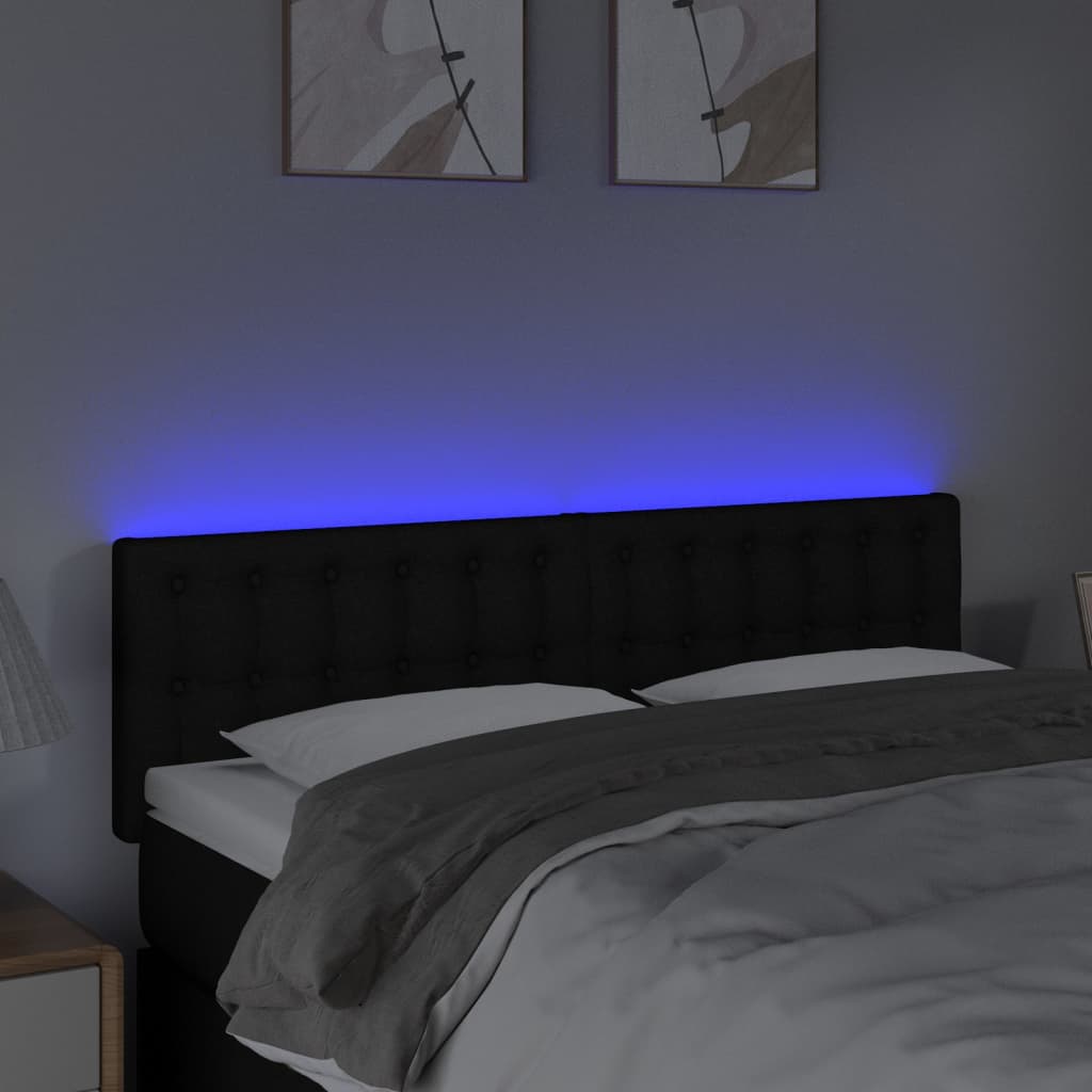 LED uzglavlje crno 144x5x78/88 cm od tkanine