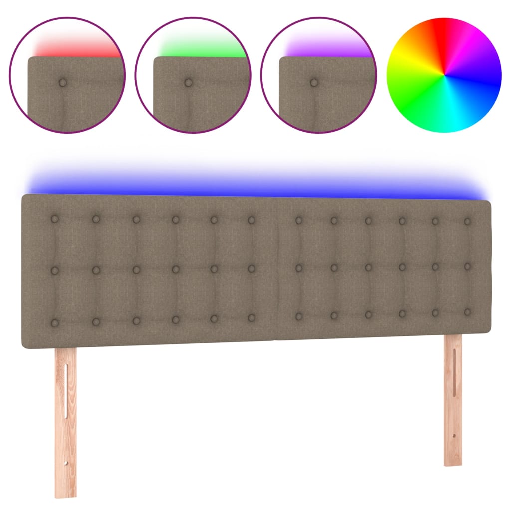 LED uzglavlje smeđesivo 144x5x78/88 cm od tkanine