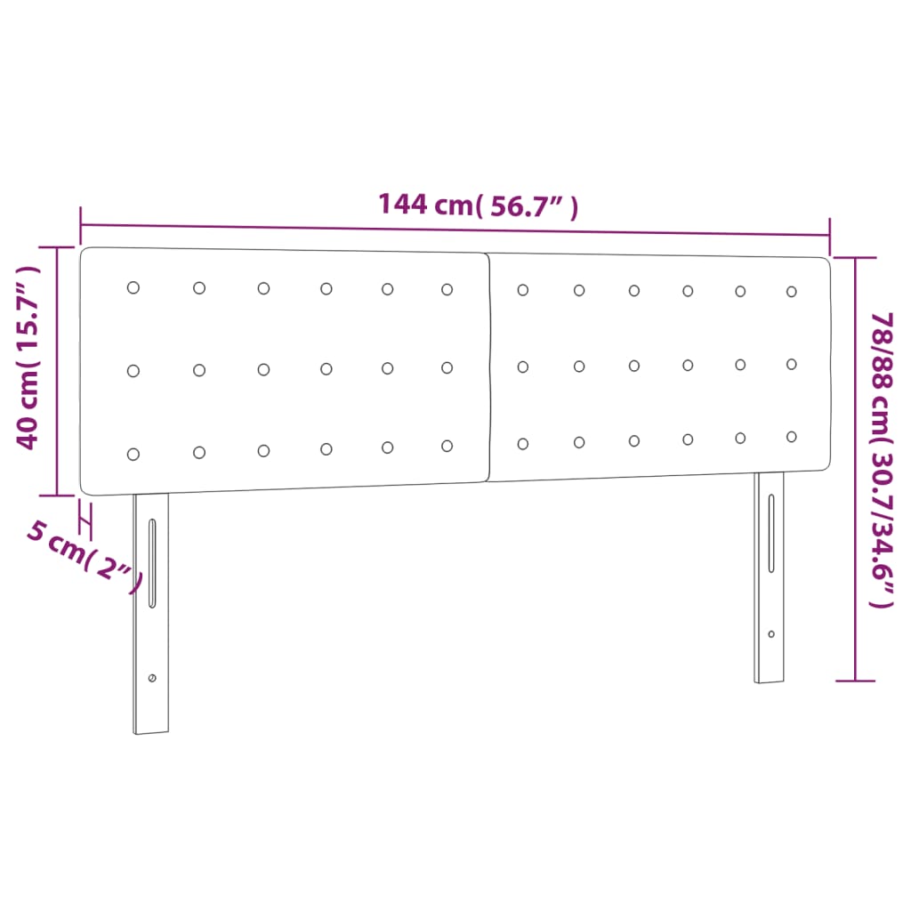 LED uzglavlje smeđesivo 144x5x78/88 cm od tkanine