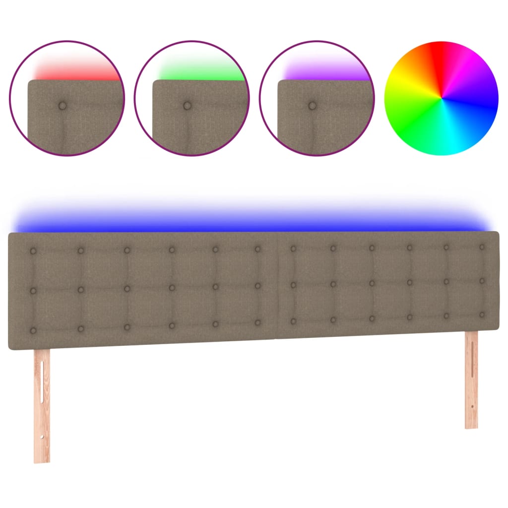 LED uzglavlje smeđesivo 160x5x78/88 cm od tkanine