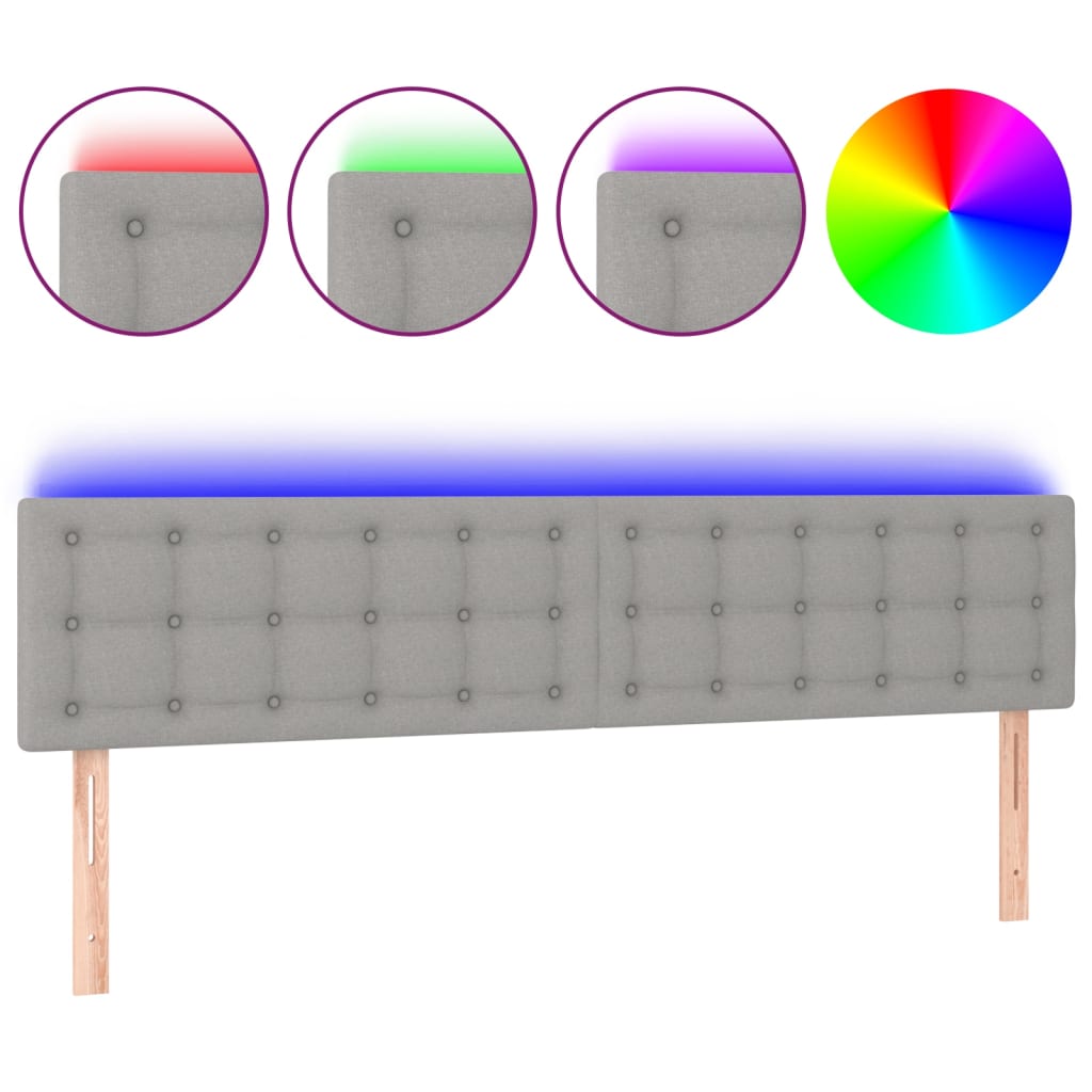 LED uzglavlje svjetlosivo 180x5x78/88 cm od tkanine