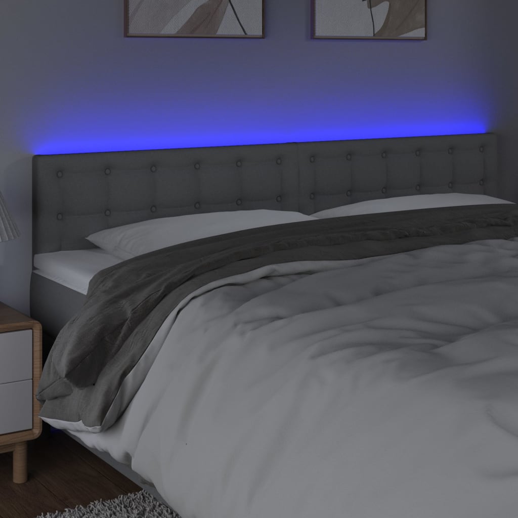 LED uzglavlje svjetlosivo 180x5x78/88 cm od tkanine