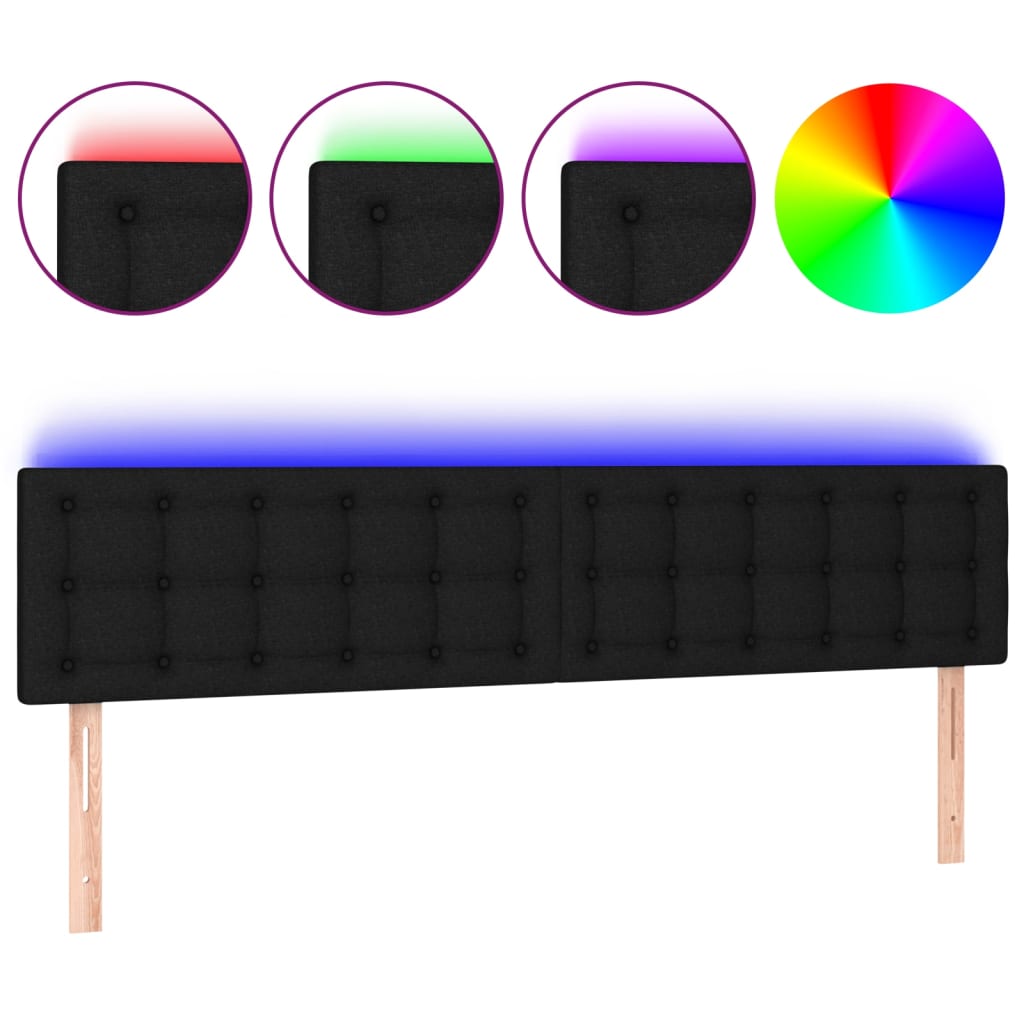 LED uzglavlje crno 180x5x78/88 cm od tkanine