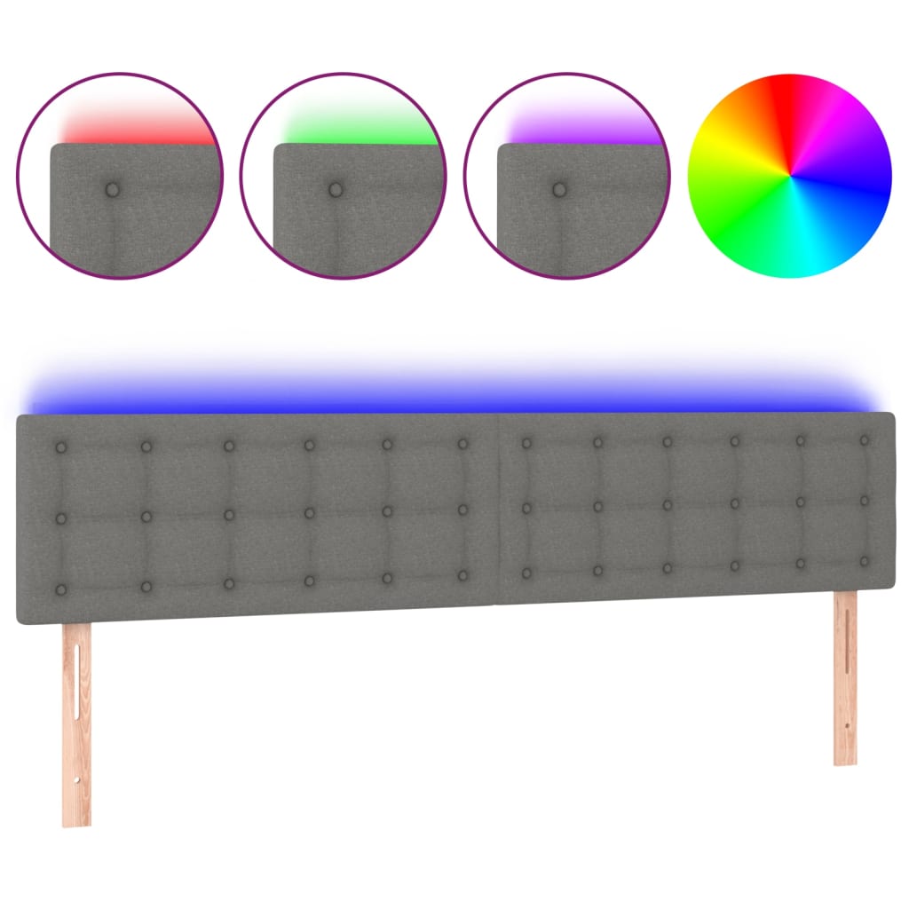 LED uzglavlje tamnosivo 200x5x78/88 cm od tkanine