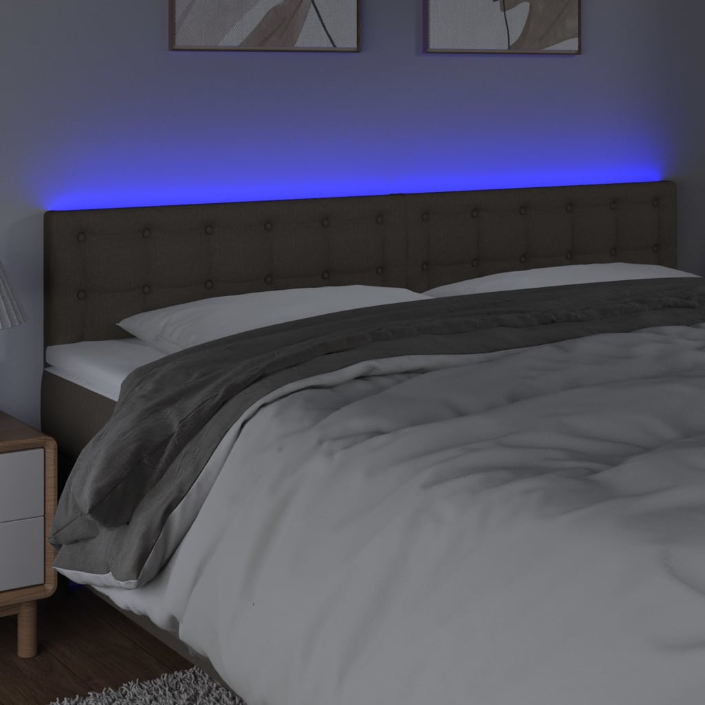 LED uzglavlje smeđesivo 200x5x78/88 cm od tkanine