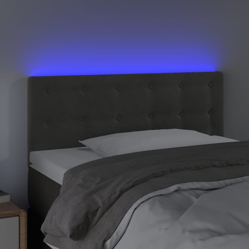 LED uzglavlje tamnosivo 80 x 5 x 78/88 cm baršunasto