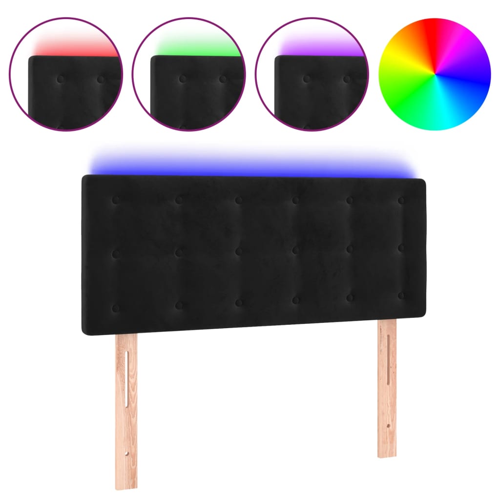 LED uzglavlje crno 80 x 5 x 78/88 cm baršunasto