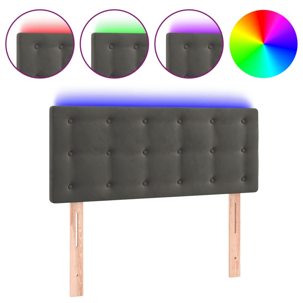 LED uzglavlje tamnosivo 90x5x78/88 cm baršunasto