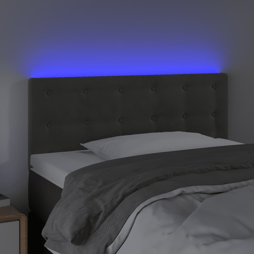 LED uzglavlje tamnosivo 90x5x78/88 cm baršunasto