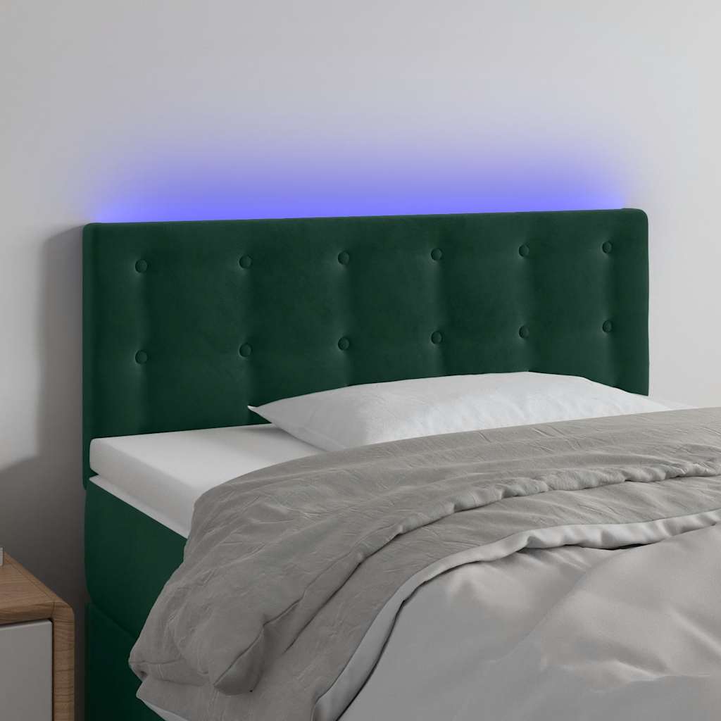 LED uzglavlje tamnozeleno 90x5x78/88 cm baršunasto