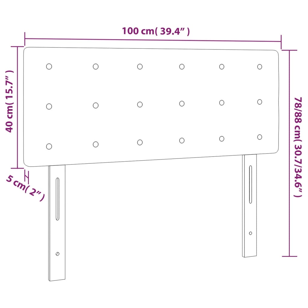LED uzglavlje ružičasto 100x5x78/88 cm baršunasto