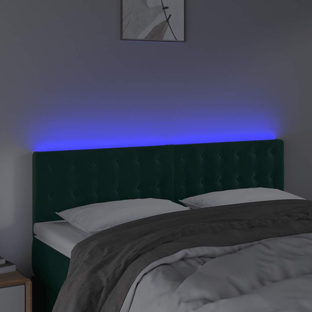 LED uzglavlje tamnozeleno 144x5x78/88 cm baršunasto