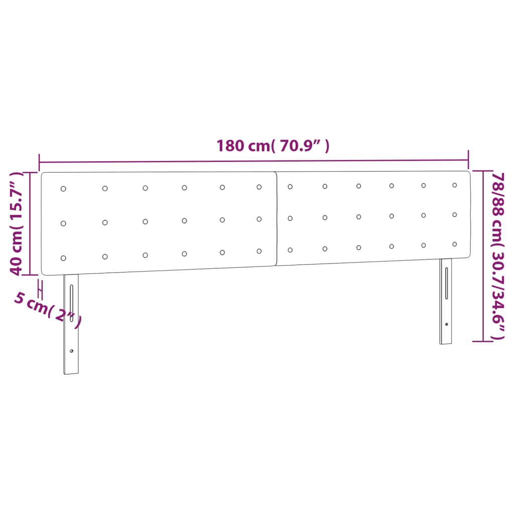 LED uzglavlje crno 180x5x78/88 cm baršunasto