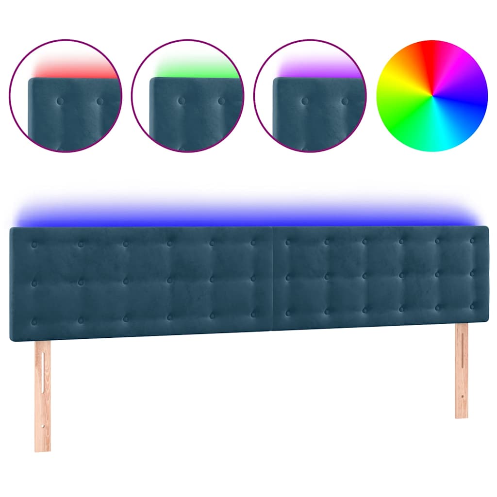LED uzglavlje tamnoplavo 180x5x78/88 cm baršunasto