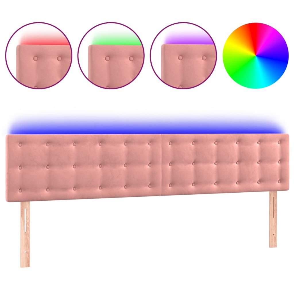 LED uzglavlje ružičasto 180x5x78/88 cm baršunasto