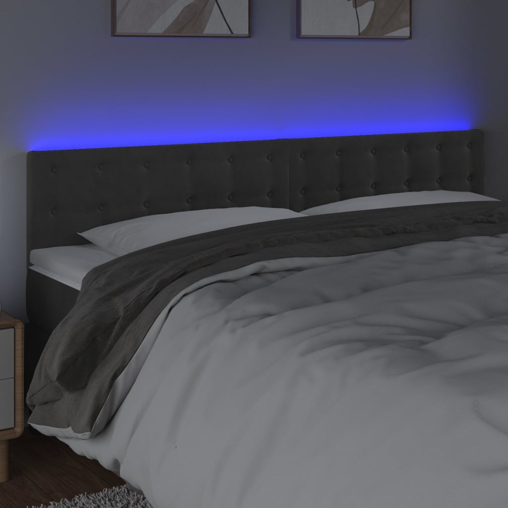 LED uzglavlje tamnosivo 200x5x78/88 cm baršunasto