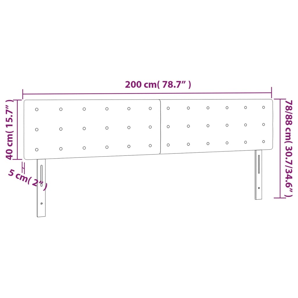 LED uzglavlje tamnosivo 200x5x78/88 cm baršunasto