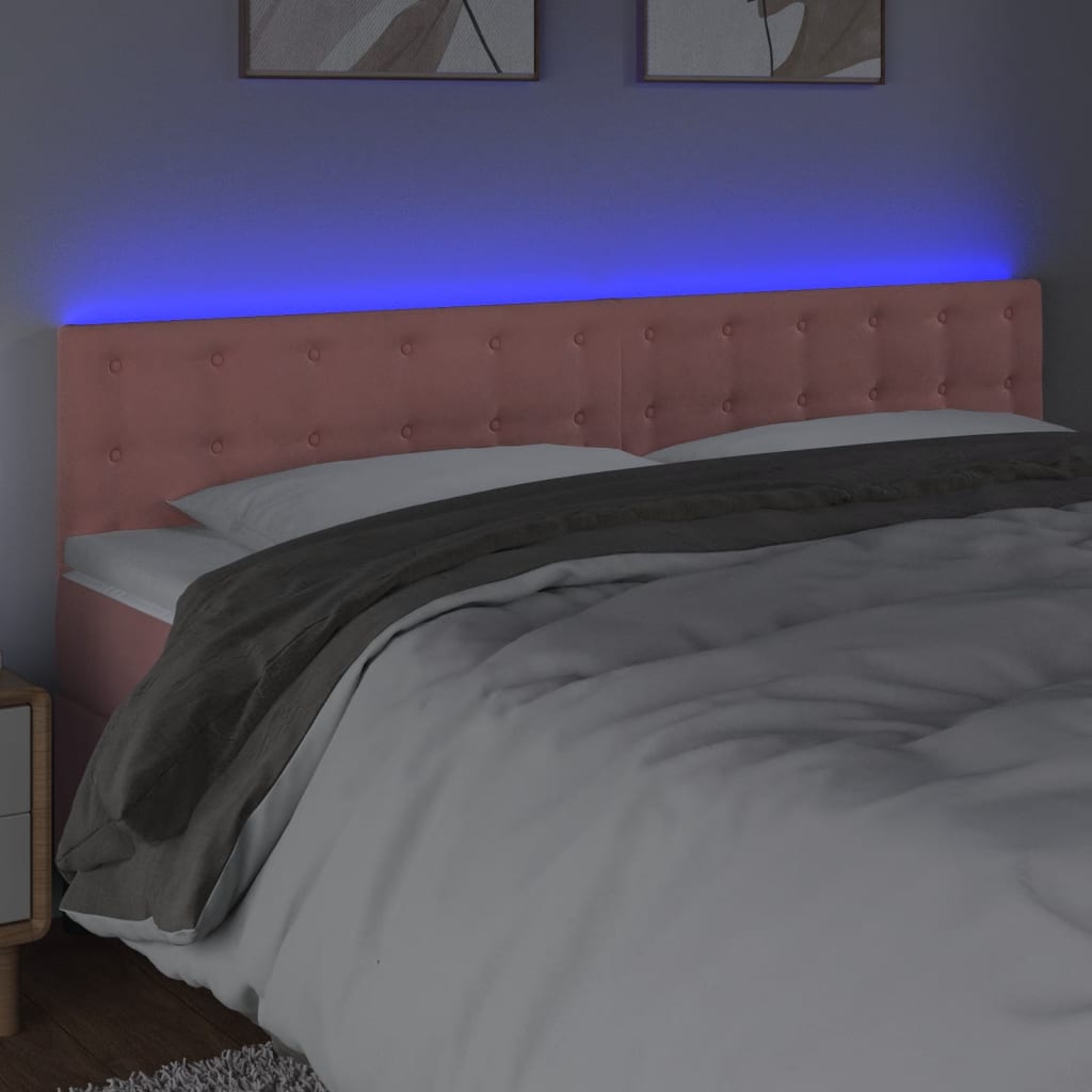 LED uzglavlje ružičasto 200x5x78/88 cm baršunasto